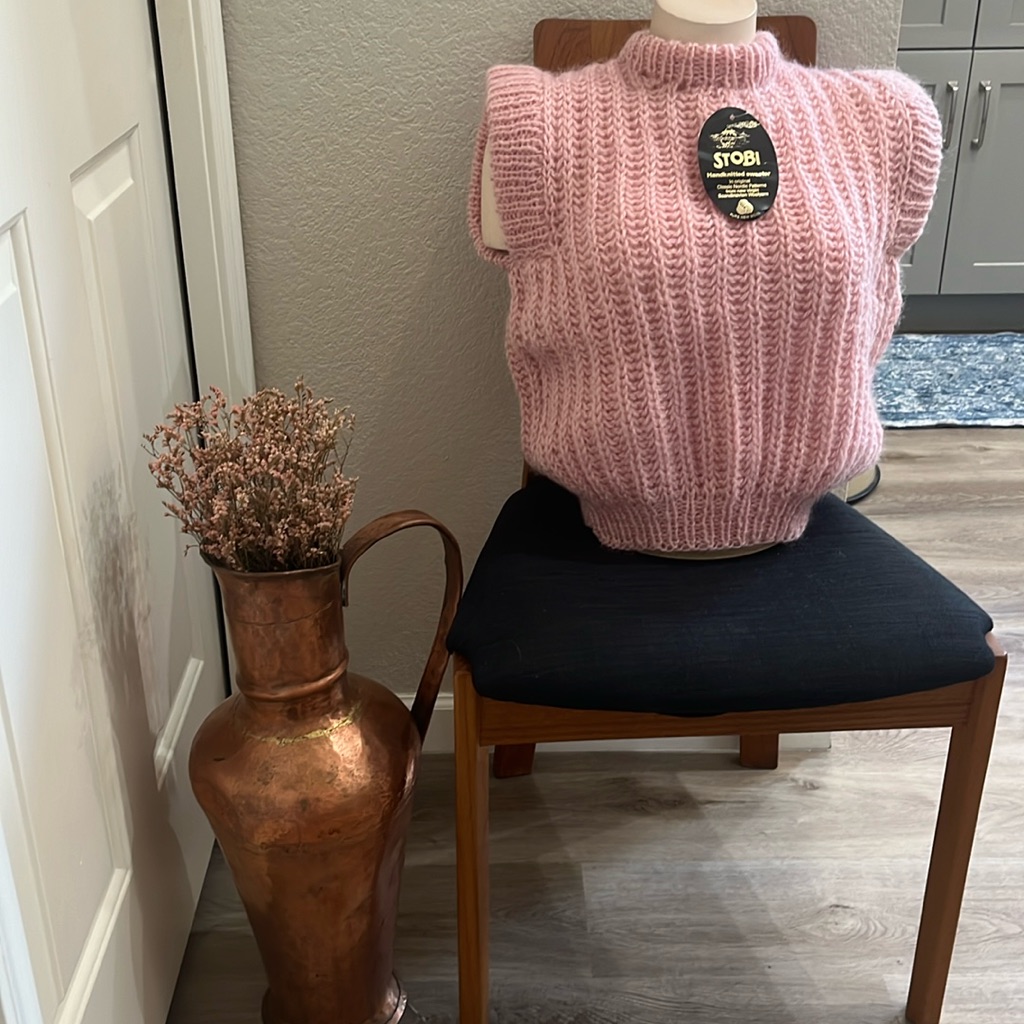 Skobi Nwt Vtg Handknitted Sweater Vest Powder Pink. Exsmall Fits Like A Small